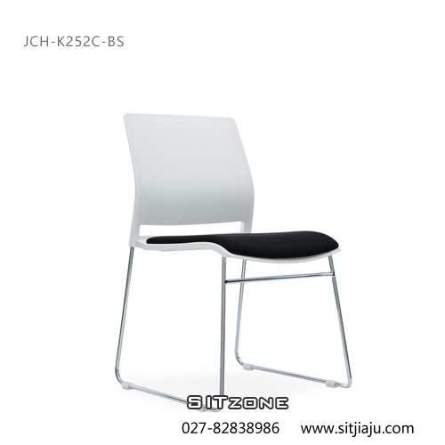 武汉培训椅JCH-K252C-BS白色黑色坐垫侧面